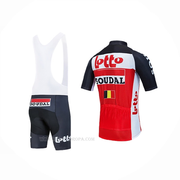 2020 Ropa Ciclismo Lotto Soudal Negro Rojo Blanco Mangas Corta y Culotte Corto